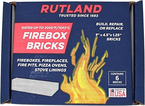 Miniatura 2 de Rutland - Ladrillos refractarios para chimeneas de leña y estufas de leña, 2000F, marfil, caja de 6