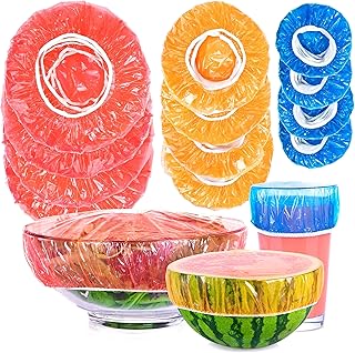 Vida Line™ Reusable Bowl Covers in 3 Sizes (96 Covers) - Thick, Durable PE Plastic Plate and Food Covers with 360 Elastic – Transform Dishes, Aluminum Cans or Cooking Pans into Food Storage Containers
