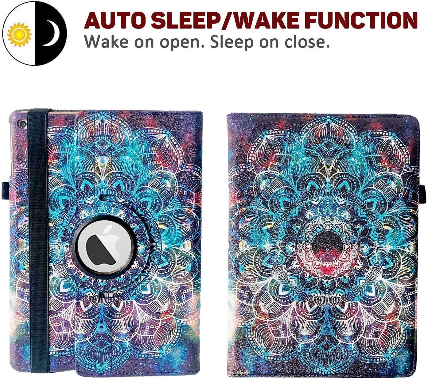 Rayhee iPad Case for New iPad 8th Gen (2020) / 7th Generation (2019) 10.2 Inch,360 Degree Rotating Stand Smart Cover with Auto Sleep Wake for New iPad 10.2" Case (Blue Mandala)