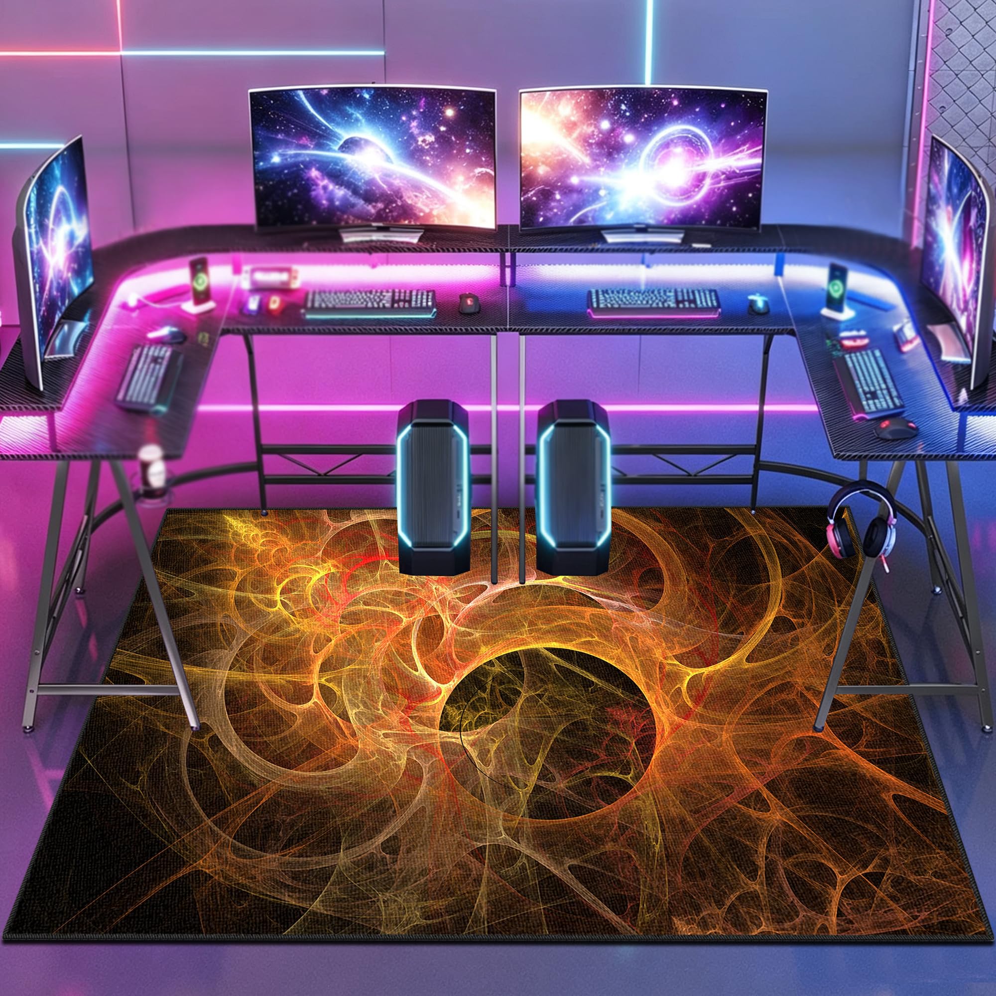 Duży dywan do sypialni dla gracza nowoczesny 3D dywan do pokoju dla graczy, dywan do pokoju gier dla młodzieży antypoślizgowy dywan z krótkim włosiem 80 x 160 cm