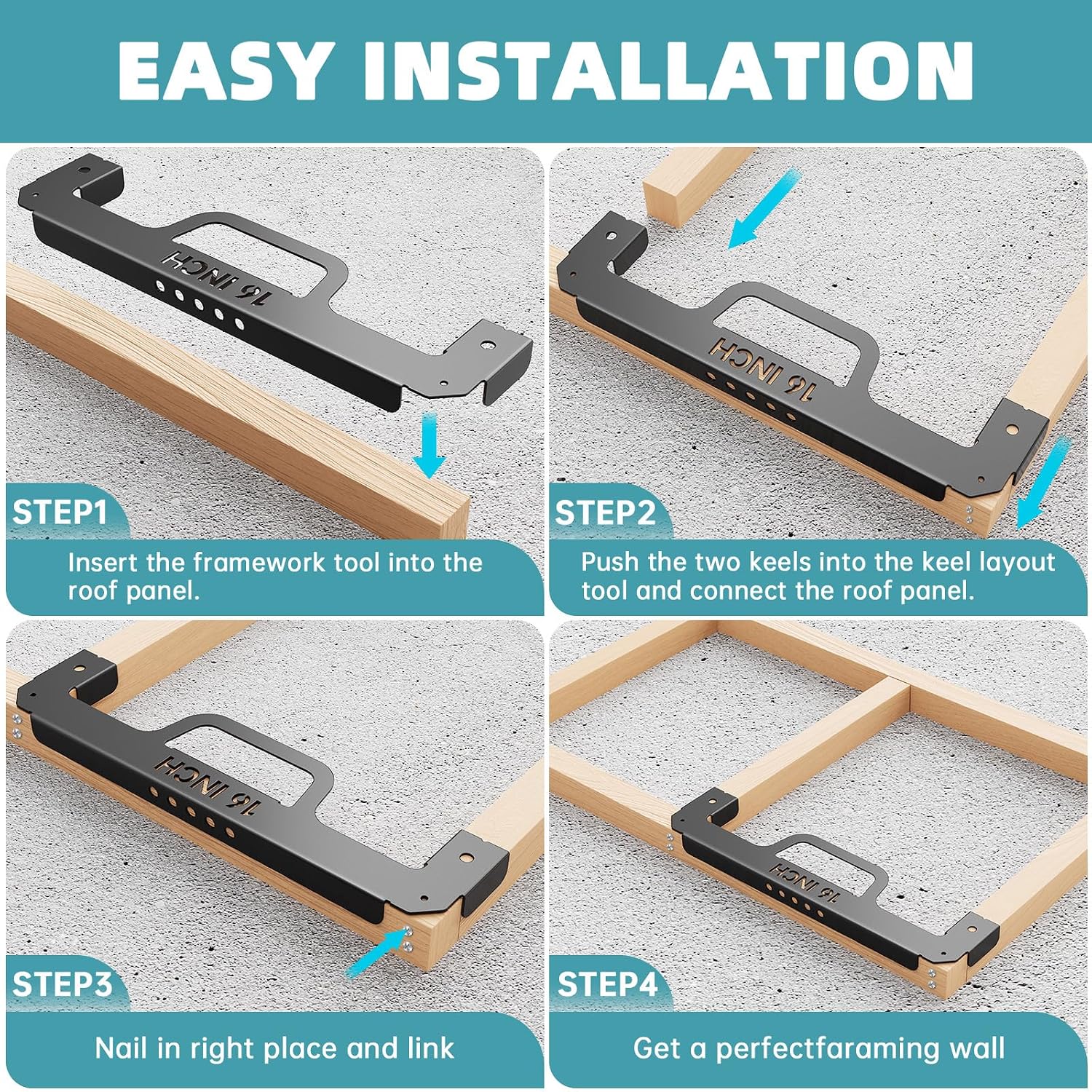 Framing Tools,16 Inch On-Center Stud Layout Jig, Wall Framing Spacing Tool