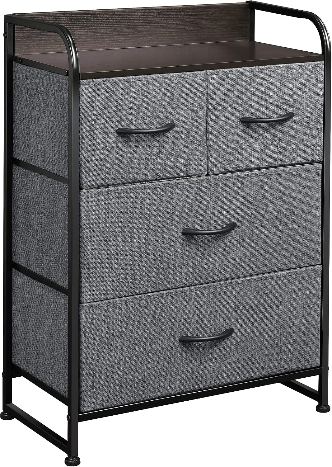 WLIVE Storage Dresser with 4 Drawers, Fabric Dresser for Bedroom, Hallway, Nursery, Entryway, Closets, Organizer Unit with Sturdy Steel Frame, Durable Wood top, Fabric Bins, Charcoal Gray