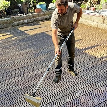 Deck Stain Brush Floor Cleaning Applicator | Garage Concrete Scrub Brush for Backyard Home Outdoor Patio Garden Concrete Garage Porch Fence