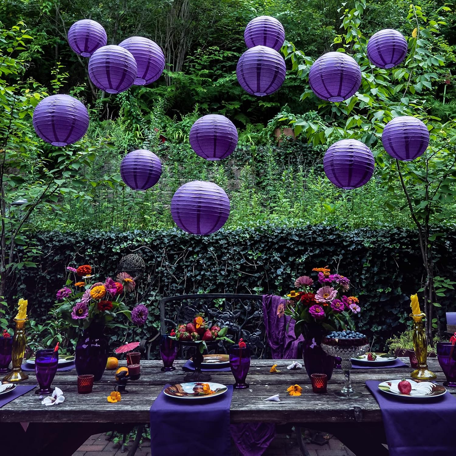 Purple Paper Lanterns - 25 Piece Set - Purple Party Decorations for Birthdays, Weddings and Special Occasions by Avoseta