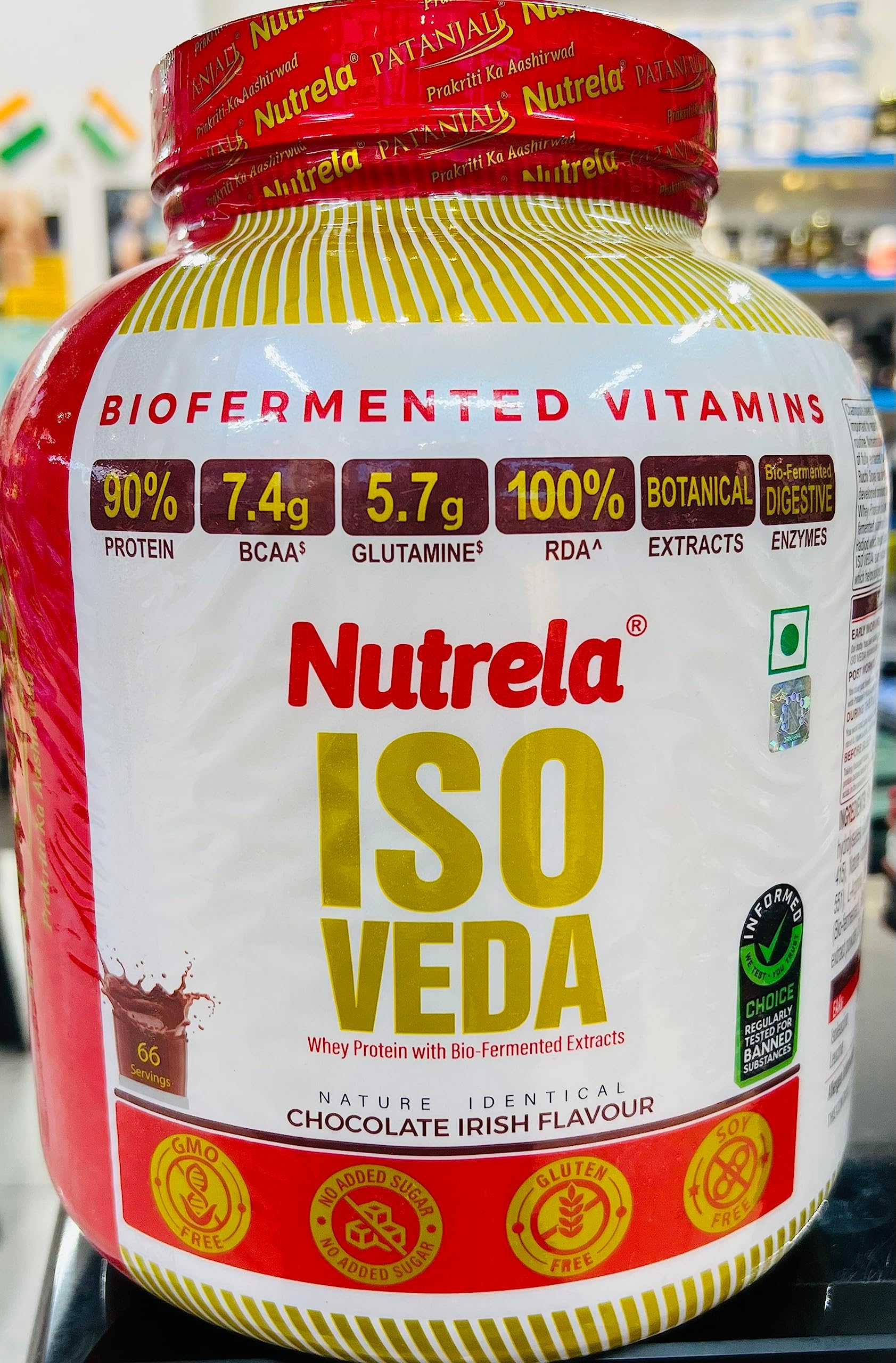 Nutrela Whey Protien Isolate Powder 2 KG Pack with Herbal Extracts and Digestive Enzymes - Irish Chocolate Flavour