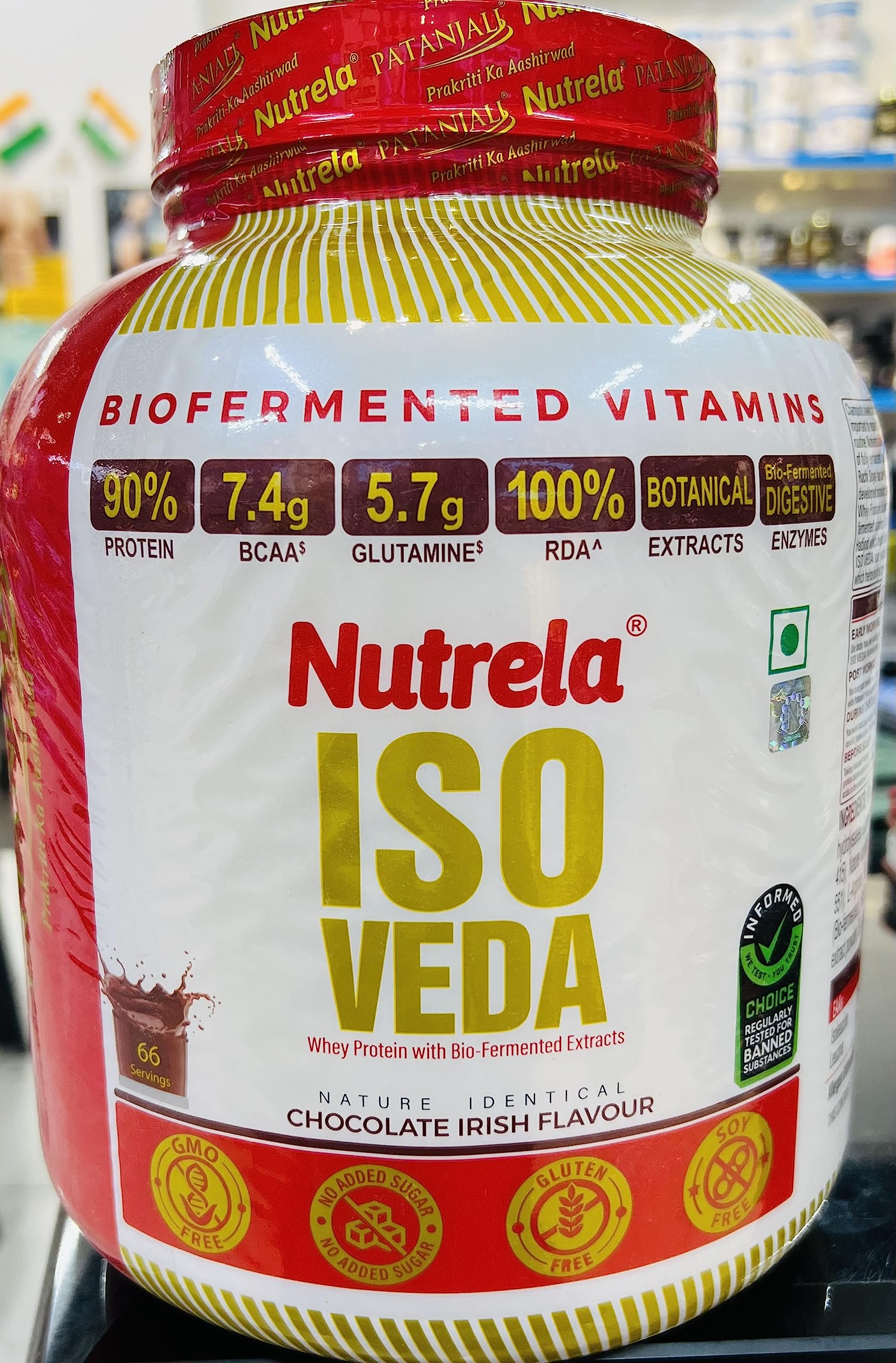 Nutrela Whey Protien Isolate Powder 2 KG Pack with Herbal Extracts and Digestive Enzymes - Irish Chocolate Flavour