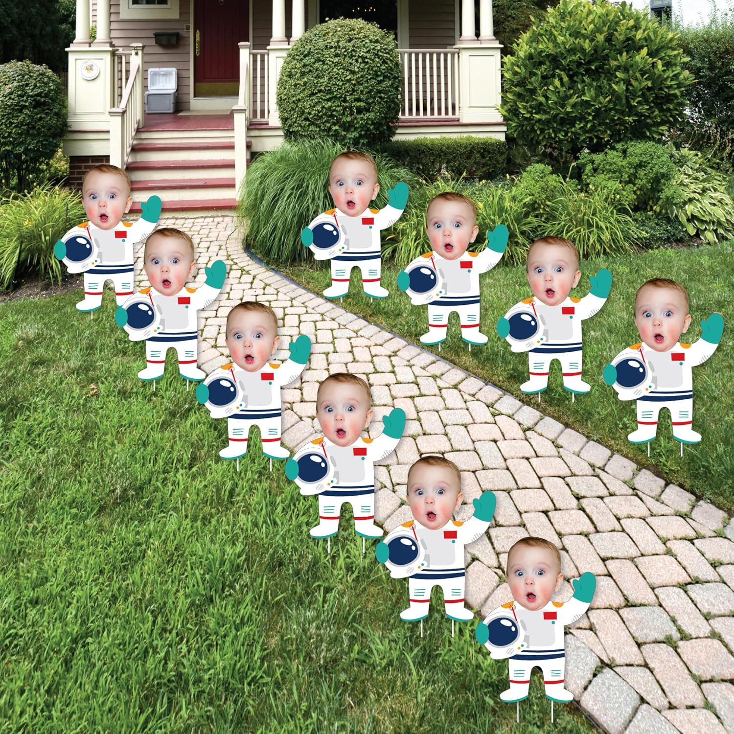 Big Dot of Happiness Custom Photo Party Time - Fun Face Lawn Decorations - Happy Birthday Party Outdoor Yard Signs - 10 Piece