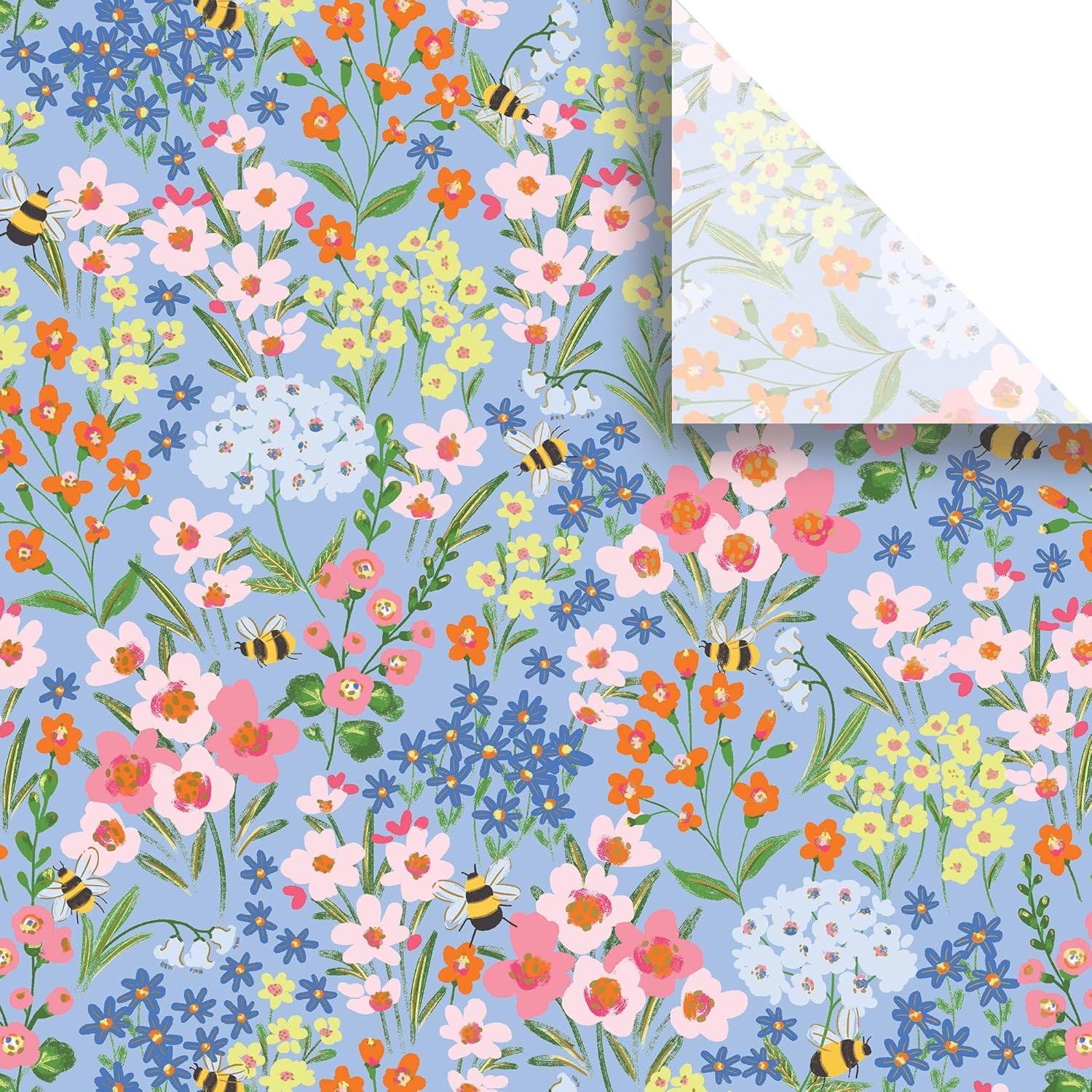 Jillson & Roberts 20" x 30" Printed Floral Gift Tissue, Garden Bees (48 Folded Sheets)