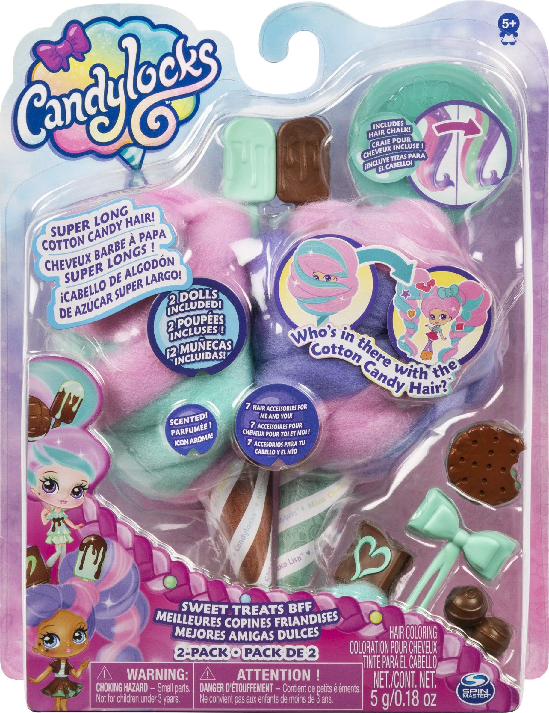 Candylocks BFF 2-Pack, Mint Choco Chick and Choco Lisa, Scented Collectible Dolls with Accessories