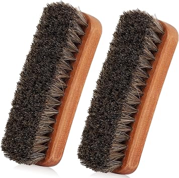 TAKAVU Shoe Brush 100% Genuine Horse Hair, Wont Scratch Leather 2pcs