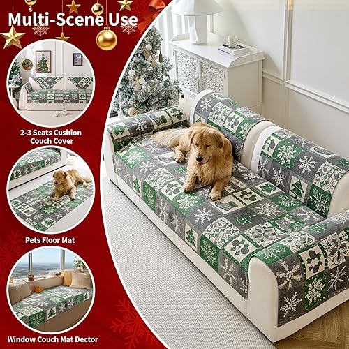 Miniatura 6 de Funda de sofá modular para perros, decoración navideña del hogar (1 unidad, gris, 35.4 x 35.4 pulgadas)