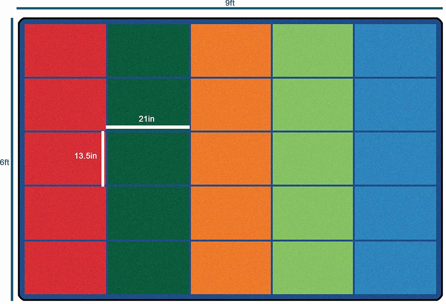 Carpets for Kids 4025 Colorful Rows Seating Classroom Rug Seats 25 6ft x 9ft Rectangle Multi Color