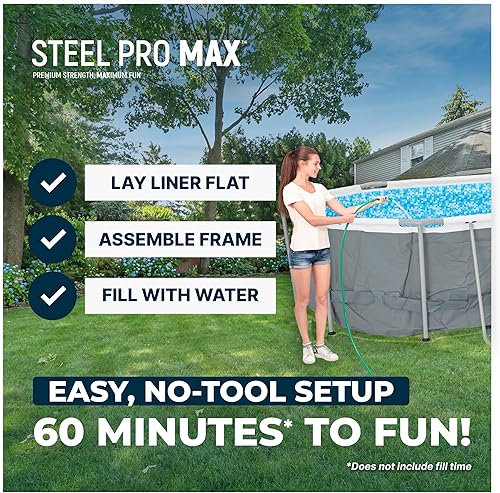Miniatura 8 de Bestway 56655E Power Steel - Juego de piscina de 16 x 10 x 42 pulgadas, marco ovalado para exteriores sobre el suelo, con bomba de filtro