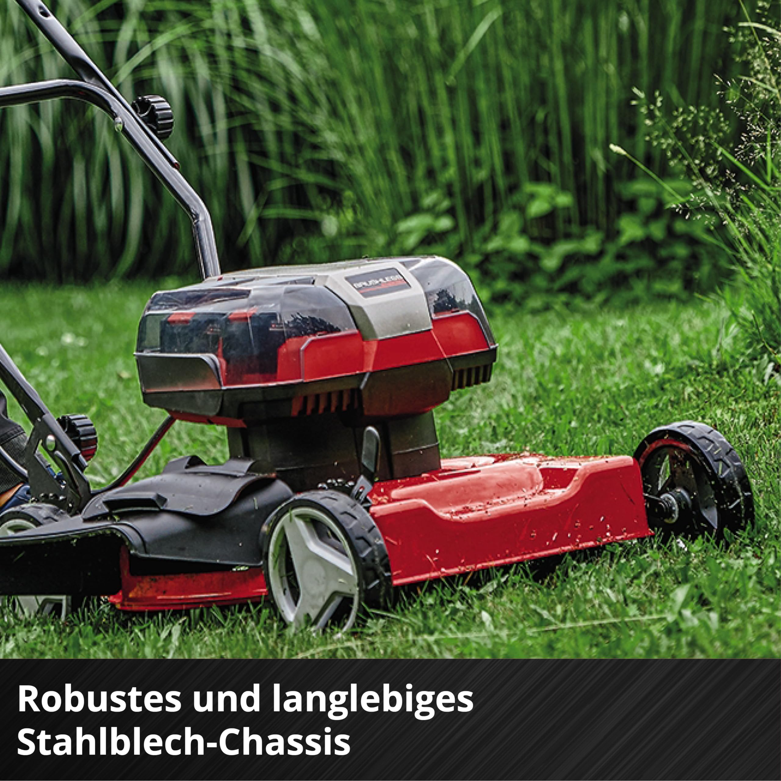 Einhell Akku-Rasenmäher GE-cm 36/48 Li M-Solo Power X-Change (36 V, 48 cm Schnittbreite, bis 1000 m², Brushless, Mulchrasenmäher, 30-75 mm Schnitthöhe, ohne Akku)