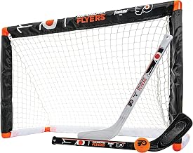 NHL Mini Hockey Set - Kids Indoor Knee Hockey Goal, Ball, + 2 Stick Combo - Youth Team Indoor Toy Set - Official - Ages 3+
