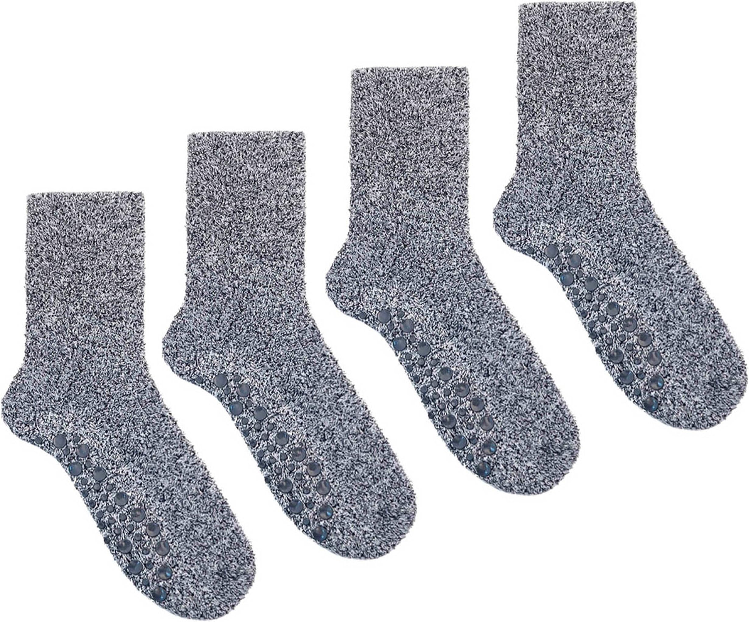 Sock Stack4 Pairs Men's Grey Marl Non-Skid Slipper Socks size 7-11 EUR 41-46