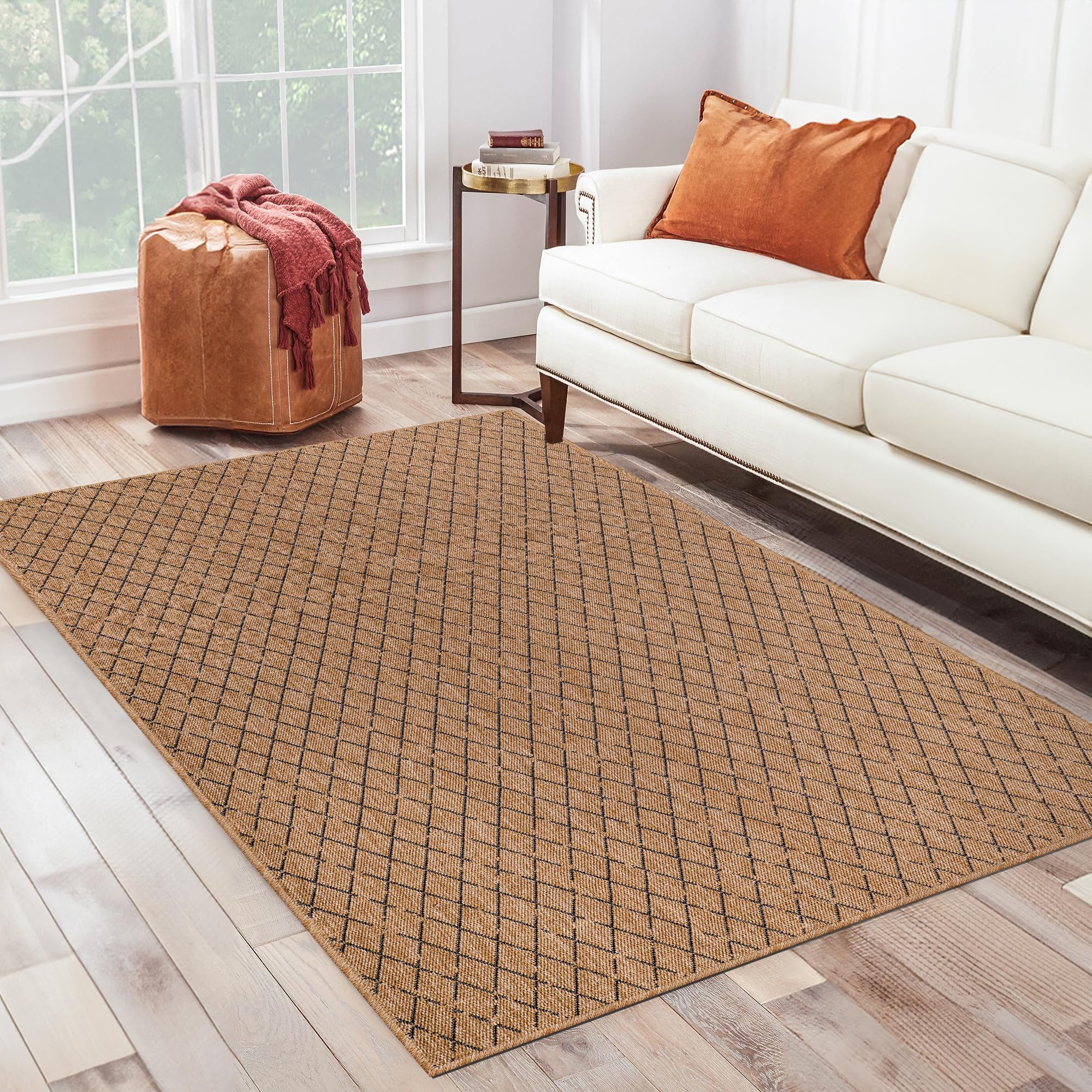 NETLINE HOME Rugs Living Room, Non slip, Washable Area Rug, Beige Rug