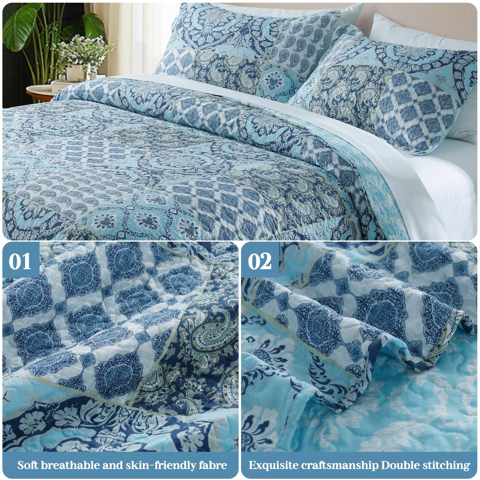 Snapklik.com : KASENTEX Twin Quilt Set Lightweight Bedspread Coverlet