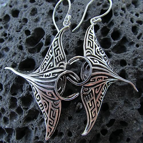 Miniatura 3 de Manta Ray Earrings Lg. Sterling Silver.