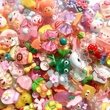 120 Pcs Random Slime Charms Bulk DIY Craft Making Making Kit, Resin Flat Back Slime Making Supplies for DIY Scrapbooking Crafts