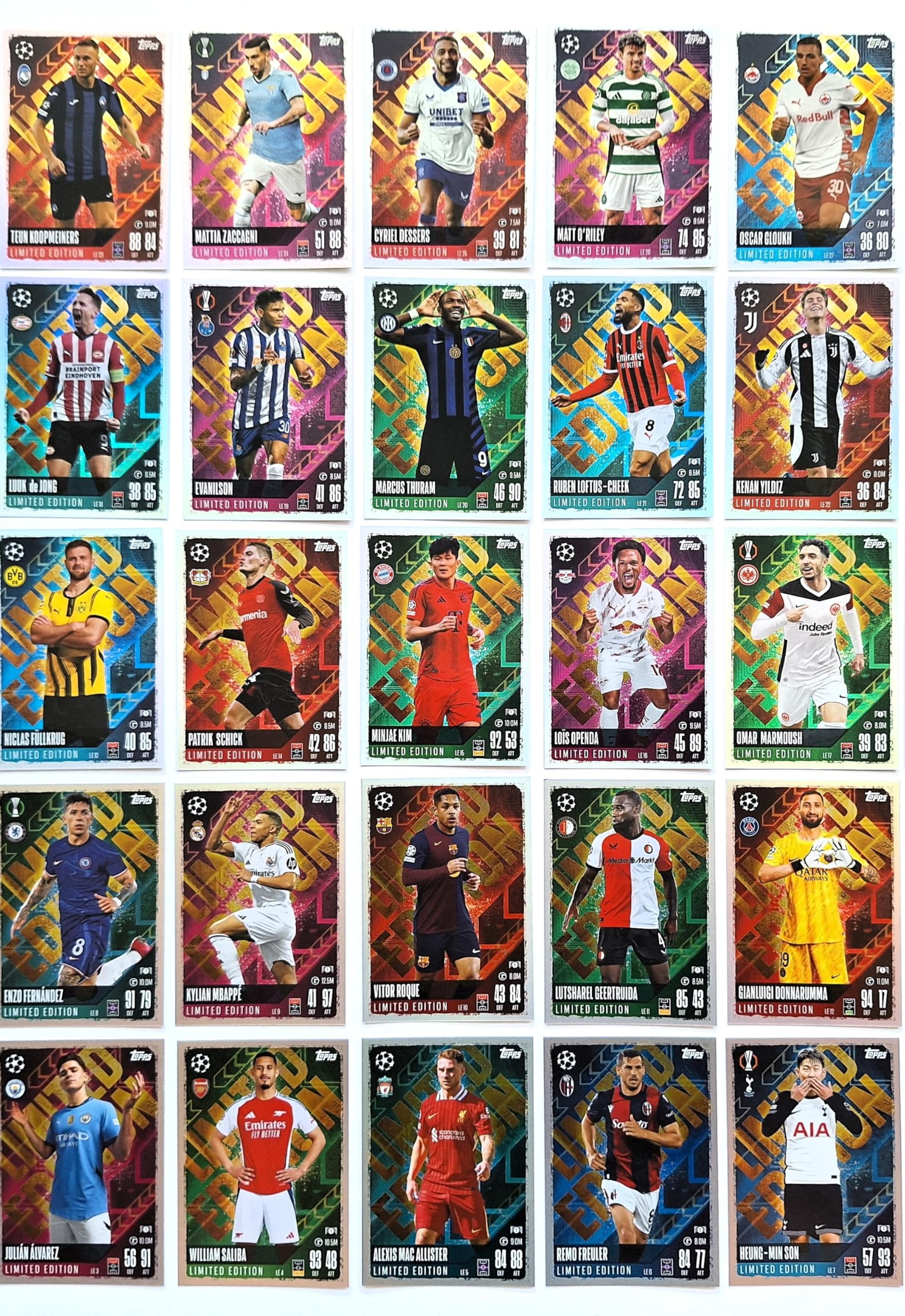 Topps Match Attax CL 2024/2025 - Set di 25 carte Limited Edition LE 3 - LE 27