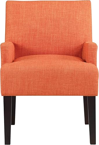 Miniatura 6 de OSP Home Furnishings Main Street - Silla tapizada para invitados con detalles de acabado espresso, tela naranja mandarina