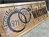Vista 1 de Señal de Sr. y Sra. Regalo de boda de madera Regalo de despedida de soltera de madera Señal personalizada de compromiso Decoración