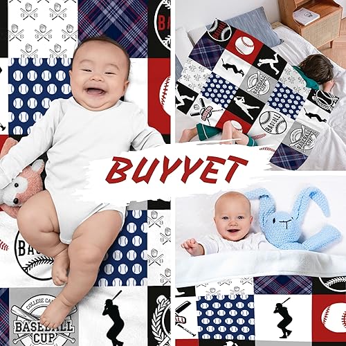 Miniatura 2 de Manta de franela a cuadros, manta ligera y suave para los fanáticos del béisbol y el sóftbol, 40 x 50 pulgadas, para niñosniños