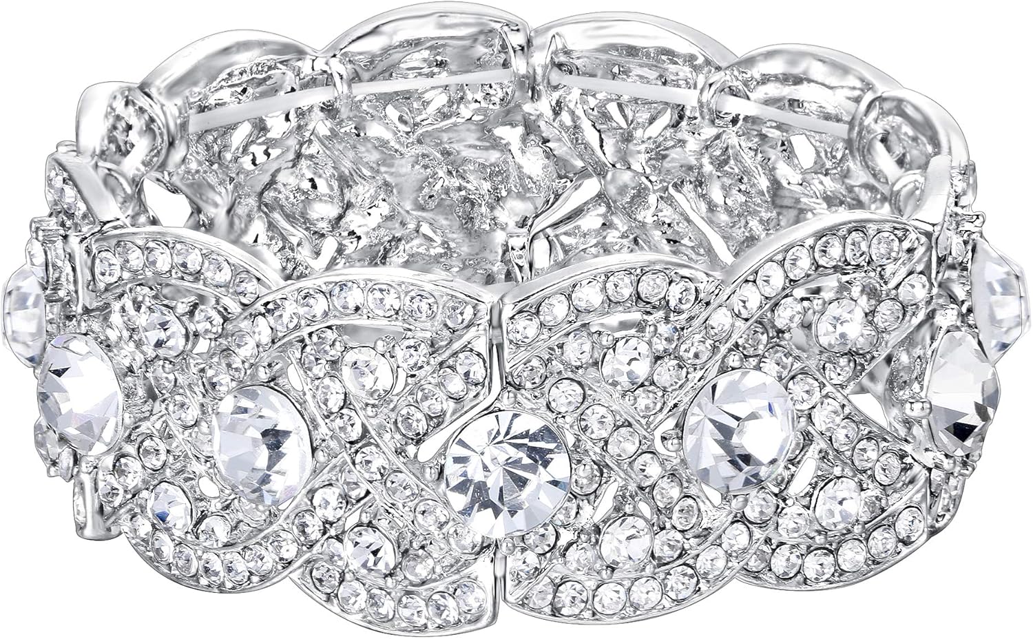 EVER FAITH Austrian Crystal Costume Jewelry Art Deco Elastic Stretch Bracelet