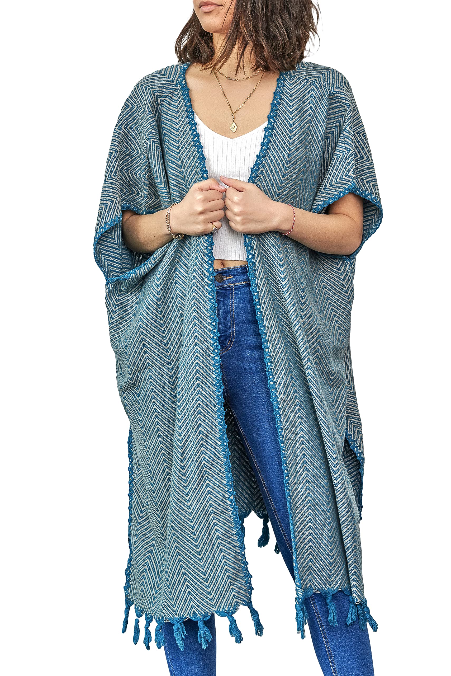 Kimono ethnique pour femme | 100 % coton anatolie de qualité supérieure | Tissé à la main par des artisans locaux | Séchage rapide | Convient pour toutes les saisons | Taille unique | Style