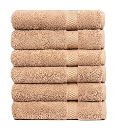 Pleasant Home Bath Towels Set of 6 (24” x 50”) 100% Cotton, 515 GSM | Lightweight, Soft & Highly Absorbent Luxury Towels for Bathroom | for Gym, Pool & Spa | 6 Pack, Mocha