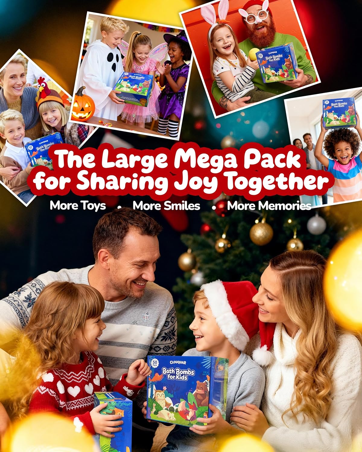 50 Pack Bath Bombs for Kids with Surprise Inside, Some Glow-in-The-Dark Toys, Natural Kid-Safe Handmade Fizzy Bath Balls, Fun Gift Set for Boys & Girls, Great for Christmas or 2025 Advent Calendar