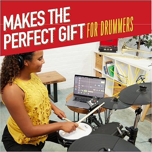 Miniatura 8 de Mendini by Cecilio Kit de batería eléctrica, 8 piezas electrónicas para niños y adultos con juego de batería silenciosa de malla y almohadillas de