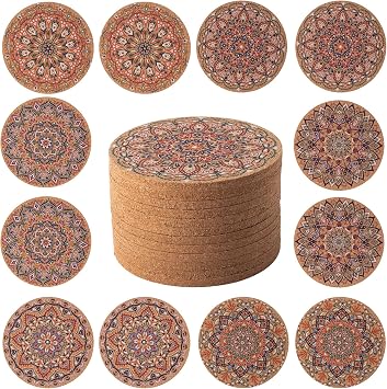 12 Pcs Cork Coasters, Coasters for Drinks, for Coffee Table