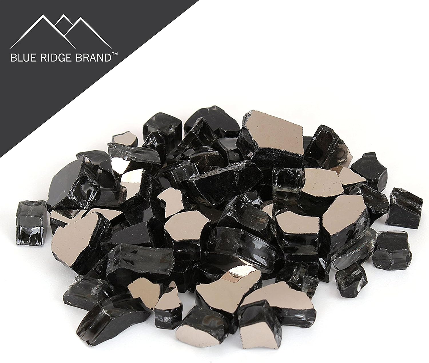 Reflective Crushed Fire Pit Glass - Premium Tempered Fire Glass for Outdoor Fire Pits & Fire Tables - Heat Resistant Reflective Fireplace Glass (20 Pound, Black)