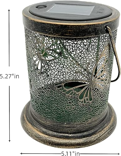 Linterna solar decorativa de metal para exteriores, linterna colgante impermeable, linterna decorativa de metal ahuecada, delicada decoración de