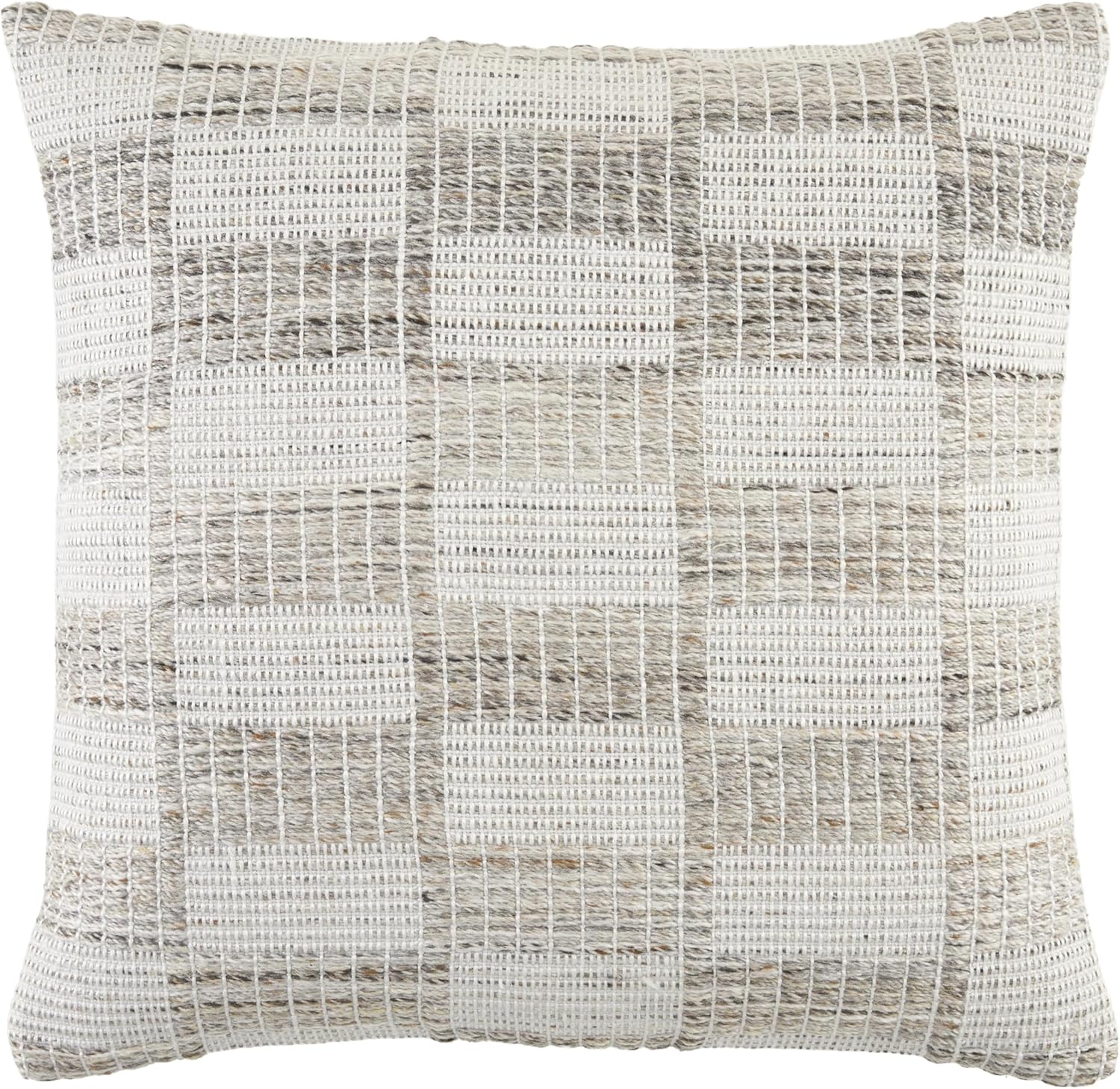 Livabliss x Galey Alix Katalina Indoor/Outdoor Accent Pillow Cover with Poly Insert, 18" L x 18" W, Grey/Checkered
