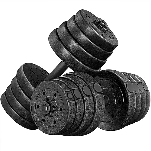 YAHEETECH - Juego de mancuernas ajustables de 4466 lb pesas equipo de ejercicio y fitness con 4 tuercas Spinlock y 2 opciones de conexión para