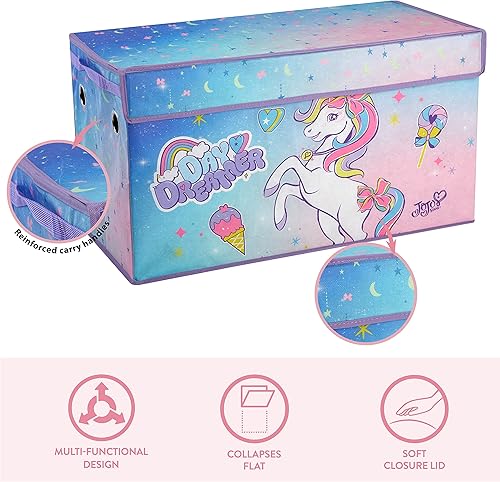 Miniatura 77 de Idea Nuova Cocomelon - Baúl plegable de almacenamiento de juguetes para niños, duradero con tapa Cocomelon,Batman Caballero Oscuro,Azul -