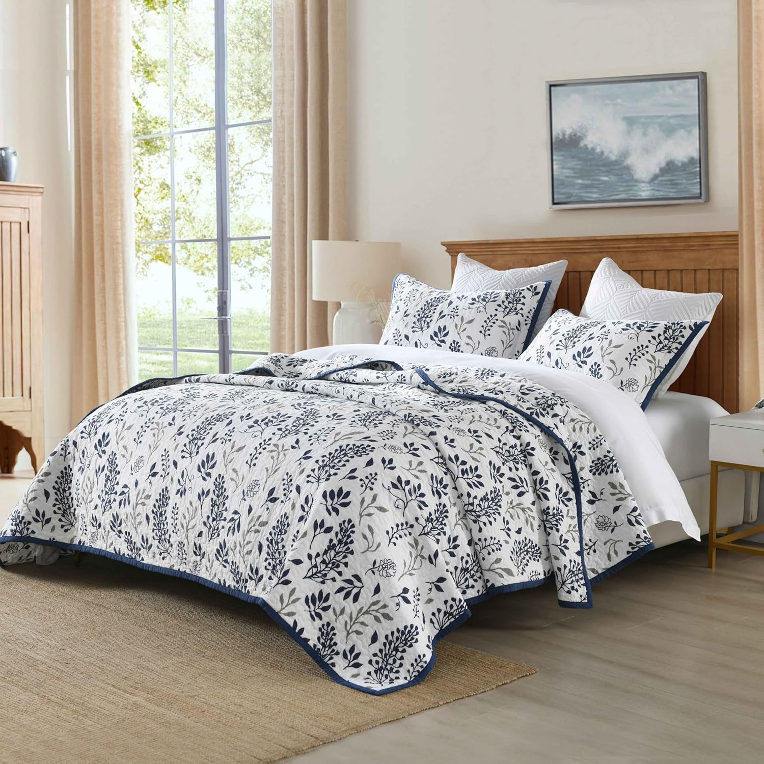 Amazon.com: Mescore Queen Size Quilt Set,Quilt Cotton Floral Paisley ...