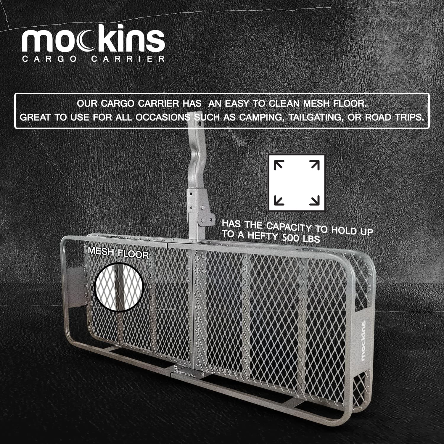 Buy Mockins 60"x20"x6" Gray Folding Cargo Carrier Hitch Mount 500 lb