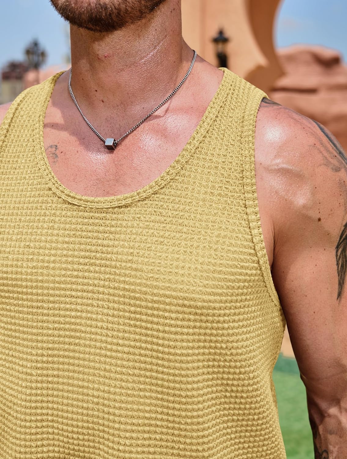 Mens Hollow Out Tank Top Vacation Summer See Through Crochet Sleeveless Shirt Beach Muscle Knit Vest (S-XXL) - Image 7