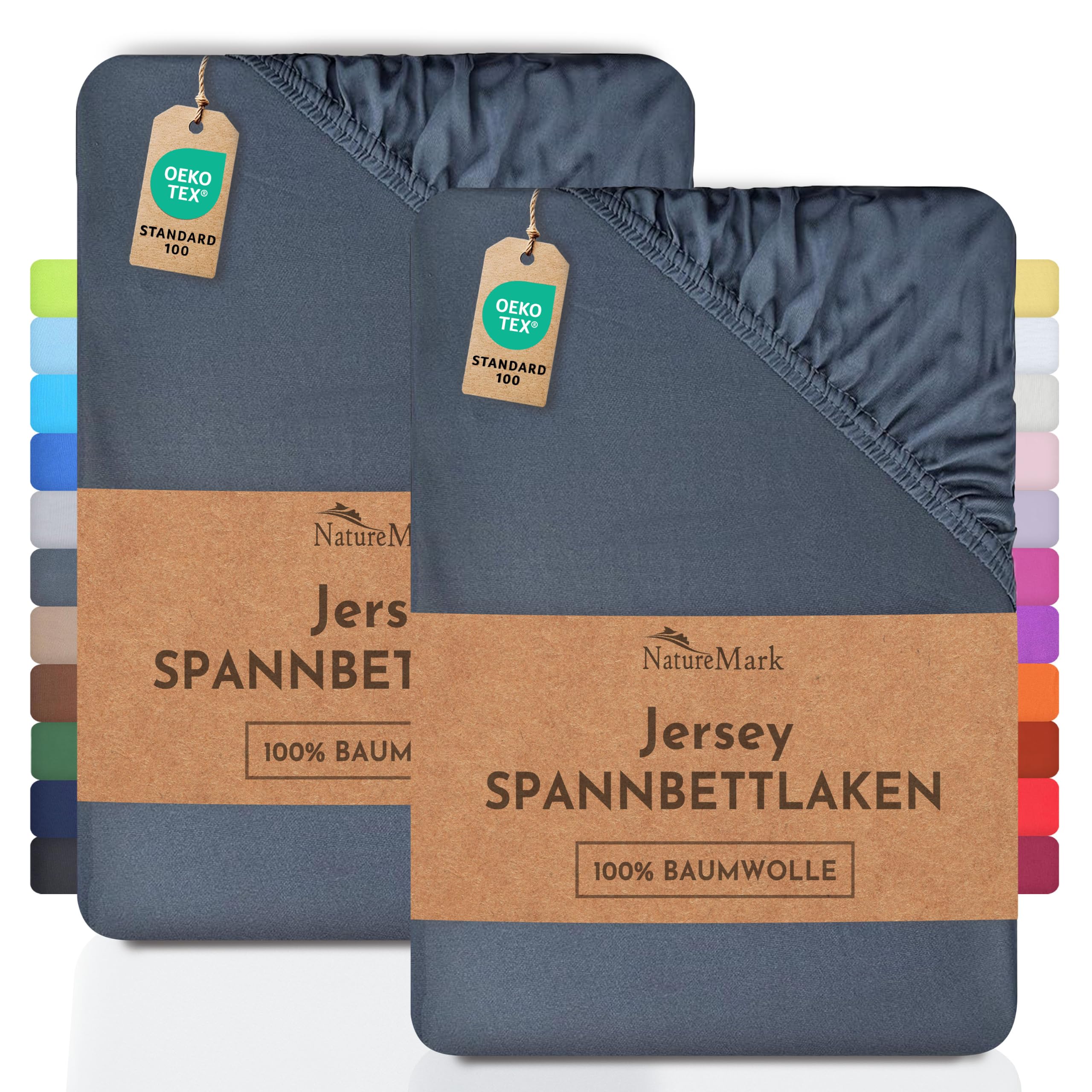 2 Jersey Spannbettlaken Spannbetttuch Baumwolle Qualität Ökotex Standard 100