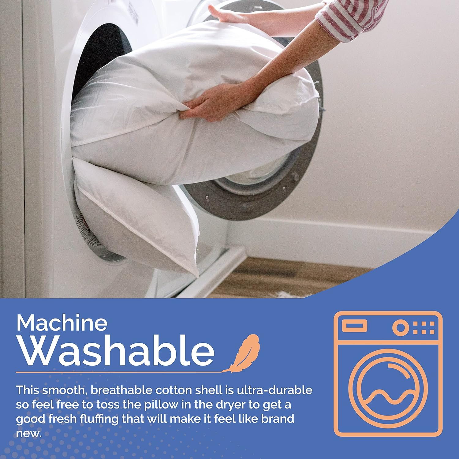 Continental Bedding Side Sleeper Feather Down Pillow, 10% Down 90% Feather Fill, Medium 6 inch Loft, 300TC 100% Cotton Shell