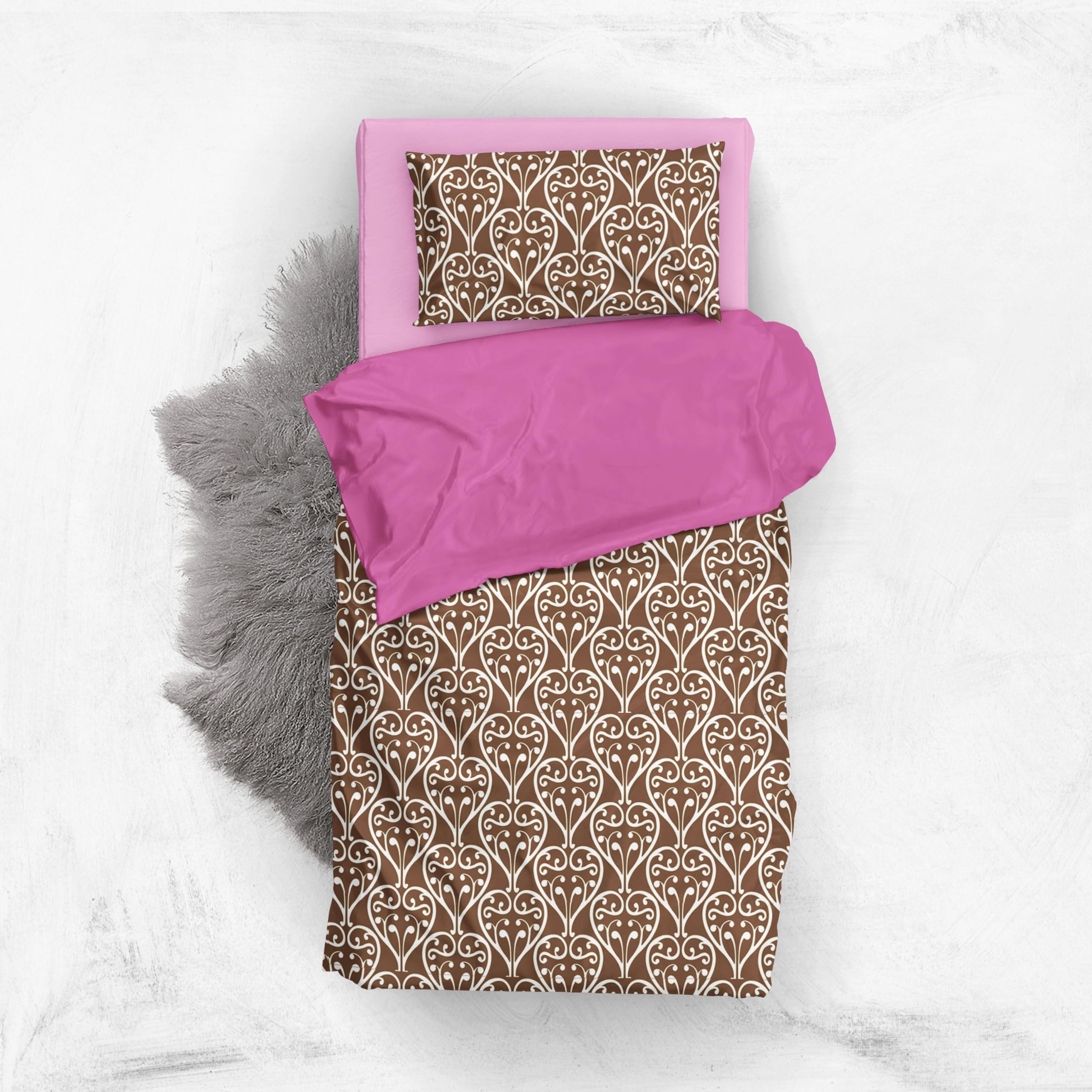 Bacati - Damask Pink/Choc Twin Comforter