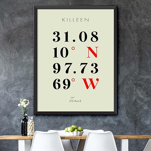 Miniatura 5 de Mapa de Killeen, Texas, Coordenadas Multilíneas de Colores (12x16)