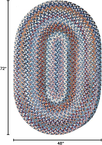 Miniatura 84 de Tapete reversible de lana, texturizado, grueso, trenzado. , Lana, Azul (Blue Dragon) Roca Negra,Azul (Blue Dragon),Mezcla azul y verde,Rojo