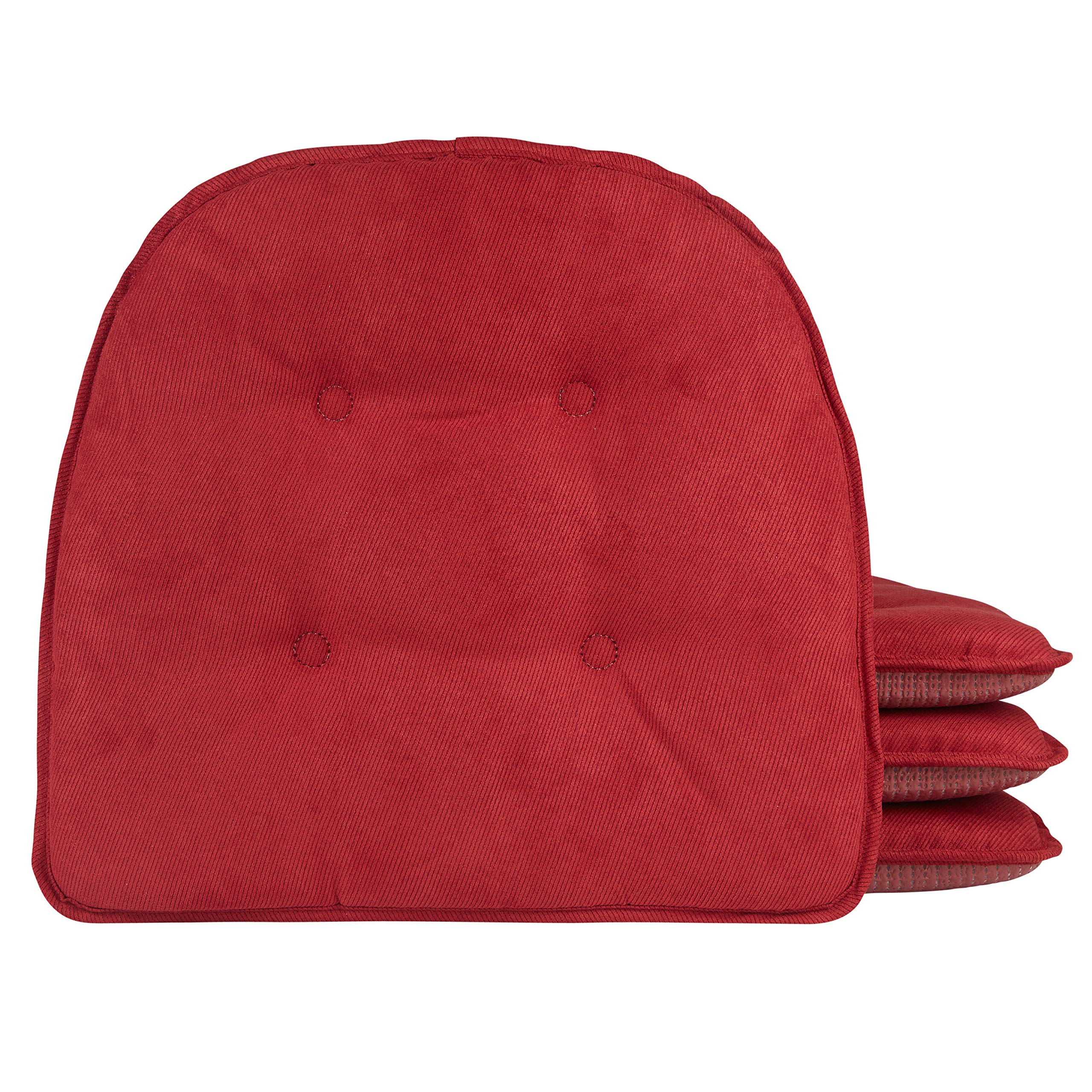 Klear Vu Twillo Tufted Chair Pad, Set of 4, Red