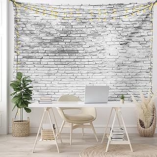 Sponsored Ad - Lunarable Brick Wall Tapestry King Size, Worn and Cracked Grunge Stained Brick Wall Masonry Architecture Im...