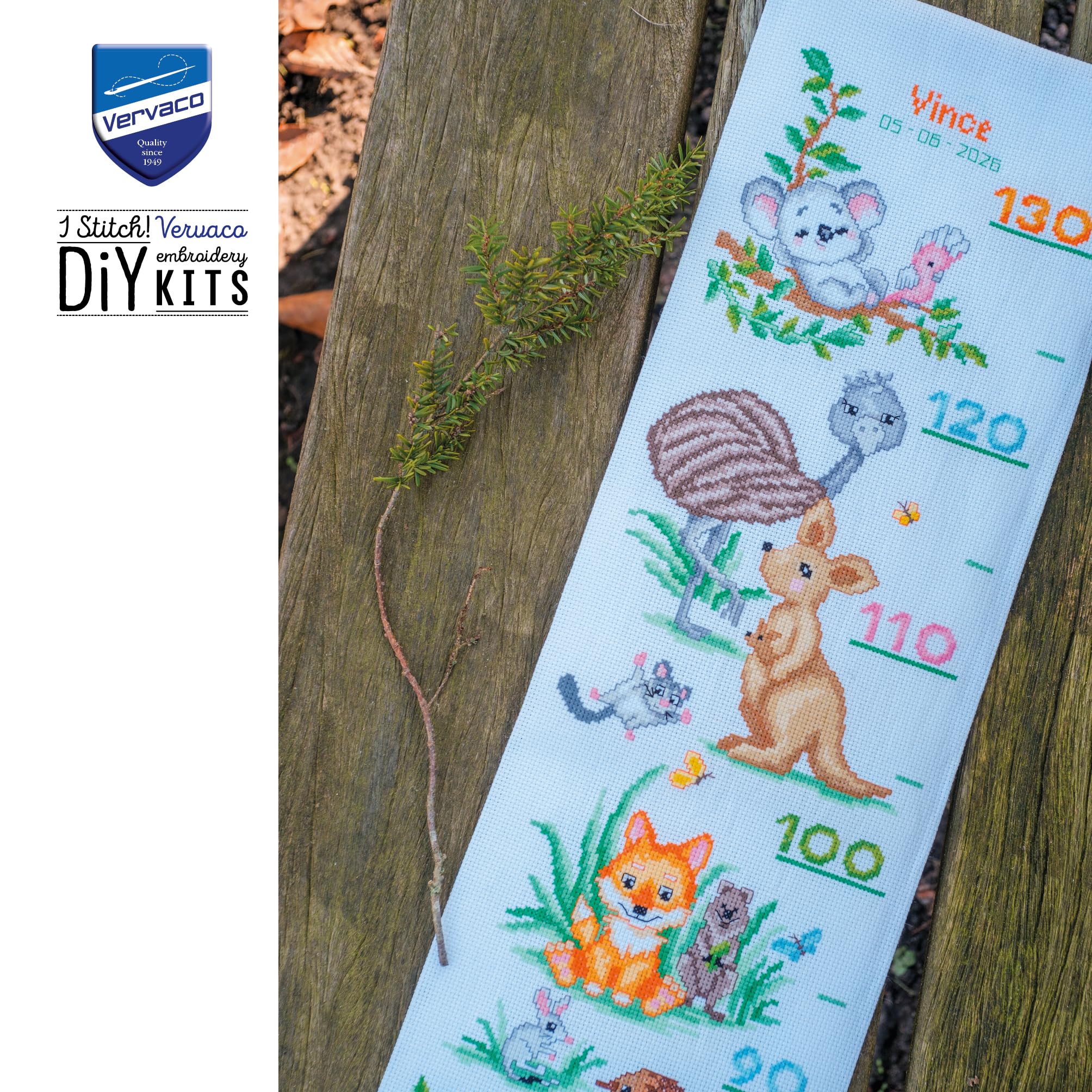 VERVACO Haft Krzyżykowy Liczony Zestaw Obraz do Haftu ZWIERZĘTA AUSTRALIJSKIE Zrób to Sam Zestaw Kreatywny dla Dorosłych 18 x 70 cm Dekoracja Ścienna DIY Cross Stitch Kit